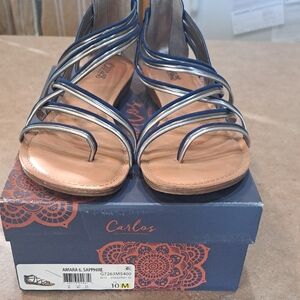 Carlos by Carlos Santana Blue and Silver Sandals